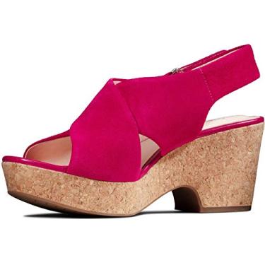 Imagem de Clarks Sandália feminina Maritsa Lara Wedge, Camurça fúcsia, 7