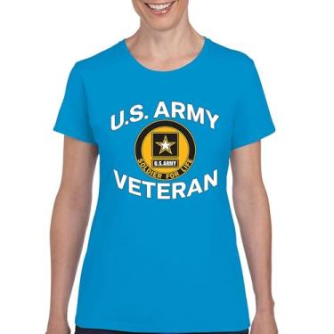 Imagem de Camiseta US Army Veteran Soldier for Life Military Pride DD 214 Patriotic Armed Forces Gear Licenciada, Azul claro, G