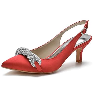Imagem de GAGALU Sandálias femininas de bico fino, sapatos de festa de verão, Vermelho, 35
