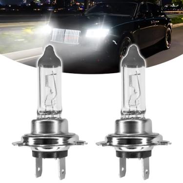 Imagem de Hirificing Lâmpada de farol H7 12V 55W lâmpada de halogêneo, 2 peças de substituição de luz de neblina alta farol baixo de quartzo, lâmpada de farol branco de xenônio para carro Plug and Play