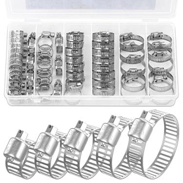 Imagem de Selizo Kit de braçadeira de mangueira, 50 peças de braçadeiras de mangueira helicoidal, braçadeira de banda de metal ajustável para tubo de água, intercooler, encanamento automotivo, mangueira de aquecedor, aplicação marítima e linha de combustível