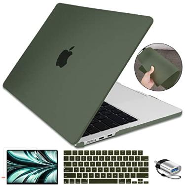Imagem de LCMOCICO Capa para MacBook Air de 13,6 polegadas 2025 2024-2022 M4 A3240 M3 A3113 M2 A2681, capa de teclado leve ultrafina fosca rígida para Mac 13,6 M4 M3 M2 Chip Touch ID, verde exército