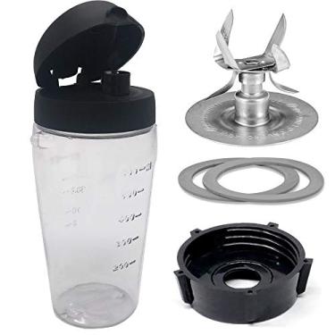 Imagem de Kit Smoothie da Joystar Blender Blend-N-Go: Lâmina trituradora de gelo com copo de garrafa e tampa para liquidificador Oster Blend-N-Go Smoothie liquidificador (3, PETG+6 lâminas SS)