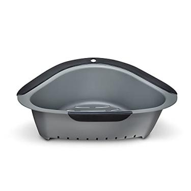 Imagem de HomePrep Escorredor com clipe, antiderrapante, escorredor de canto da pia lavável à máquina, suporte para armazenamento de utensílios de cozinha, cinza
