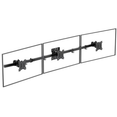 Imagem de WALI Suporte de parede para monitor triplo de 17 a 32 polegadas, braço de monitor de computador para 3 telas, suporte de parede inclinado giratório com furos de montagem 75 x 75/100 x 100 mm, por