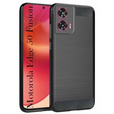 Imagem de Capa Capinha Anti Impacto Para Motorola Edge 50 Fusion Case Com Desenho Fibra De Carbono Shock Queda (Preta)