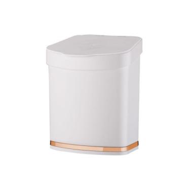Imagem de Lixeira Em Plástico Eleganza 2,5L Future Branco e Cromado
