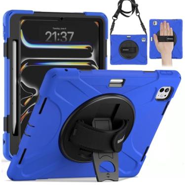 Imagem de BRAECN Capa para iPad Pro de 13 polegadas 2024 com suporte para lápis, alça de mão giratória de 360 graus e suporte à prova de choque para iPad Pro13 7ª geração M4 com alças ajustáveis