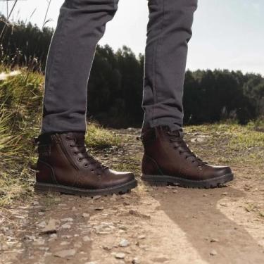 Imagem de Bota Couro Pegada Masculina Estilo Coturno Cor Pinhão