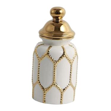 Imagem de Generic Pote de gengibre de porcelana, lata de chá de cerâmica, jarra decorativa de, pote de armazenamento para mesa, inauguração de casa, peça central, S