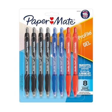 Imagem de Paper Mate Caneta de gel, caneta retrátil de perfil, 0,7 mm, sortidas, 8 unidades