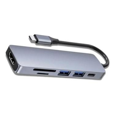Imagem de Hub HDMI Usb 4K Tipo C 3.1 2 Portas Usb 3.0 Leitor SD Compatível Noteb
