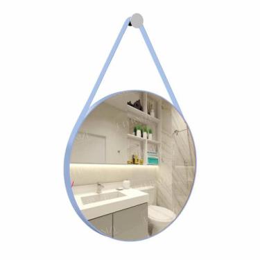 Imagem de Espelho Decorativo Redondo 60cm com Alça - Ornamo Decor, Azul Bebê