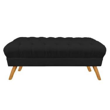 Imagem de Puff Decorativo Retrô Paris Capitonê 1 Metro Pé Palito Suede Preto - L