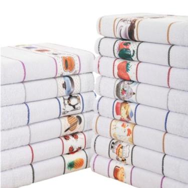 Imagem de Kit 5 Pano de Prato Copa Atoalhado Felpudo - Branco para Bordar - TOAL