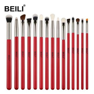 Imagem de Kit Pincéis de maquiagem BEILI Profissional Cabelo Natural 15 PÇS - El