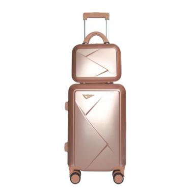 Imagem de Kit Mala de Bordo Viagem Pequena em Abs + Frasqueira de Mão Rosé - Kin
