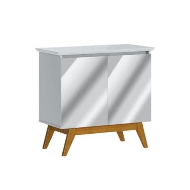 Imagem de Buffet Classic 2 Portas Branco Acetinado e Espelho - Imcal Móveis