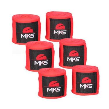 Imagem de Kit Bandagem 2,55m Mks Combat com 3 Pares Vermelho, Único