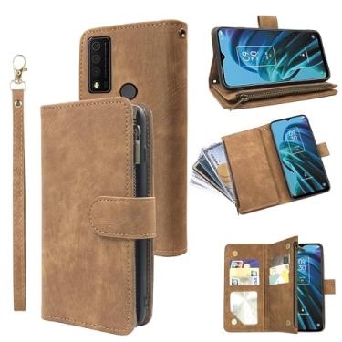 Imagem de Capa carteira compatível com TCL 30XE/30V/4X/20AX/20A/20R/Bremen 5G e capa carteira flip de couro vintage premium com suporte para cartão de crédito para TLC T601DL 30 XE XE5G V 20 AX R A 6,67