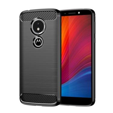 Imagem de HTXWXJC Capa para Moto G6 Play, Motorola E5 XT194 XT1922, capa protetora fina de borracha TPU de fibra de carbono antiarranhões à prova de choque para Motorola Moto G6 Play, preta