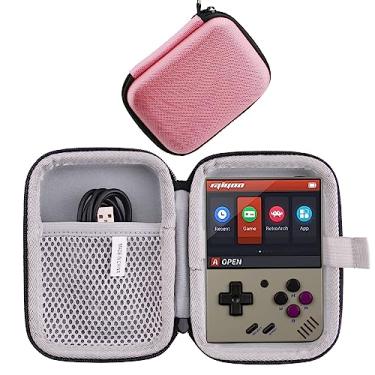 Imagem de WAIYUCN Estojo de transporte rígido de EVA para Miyoo Mini Plus, capa de console de jogos retrô de 3,5 polegadas (rosa)