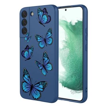 Imagem de HTXWXJC Capa de celular para Galaxy S22, capa para Samsung S22 SM-S908U, à prova de choque, flexível, amortecedor, capa macia de TPU com estampa de borboleta, capa para celular para Samsung Galaxy S22