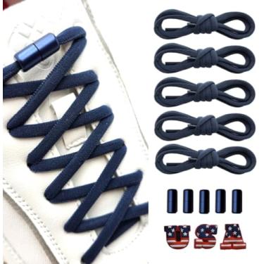 Imagem de LemonBears Cadarços de velocidade sem cadarço para tênis de corrida cadarços elásticos para adultos e crianças (2,5 pares de pacote de presente), Azul marinho, XS - L