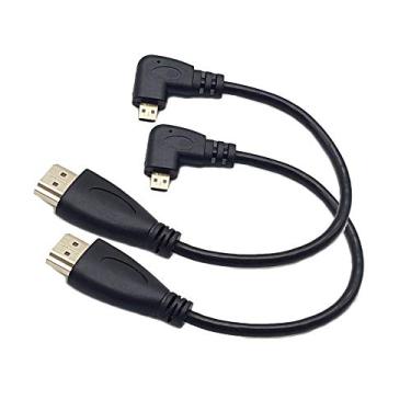 Imagem de Seadream 2 peças de conector de cabo micro HDMI macho para HDMI macho de 90 graus de ângulo esquerdo de 20 cm (2 peças em ângulo esquerdo)