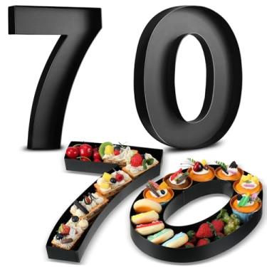 Imagem de Noveread 2 peças de número de papelão preenchível de 34,5 cm, números de papel machê para decoração de aniversário, charcutaria, festa, aniversário, caixa de presente de chocolate (preta, 70)
