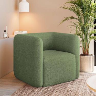 Imagem de Poltrona Decorativa Sala De Estar Trinidad Base Fixa Bouclê Verde Oliva G33 - Gran Belo