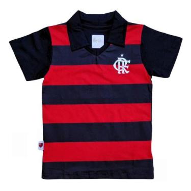 Imagem de Camisa Infantil Flamengo Polo Listrada Retrô Oficial - Revedor, Tam 2
