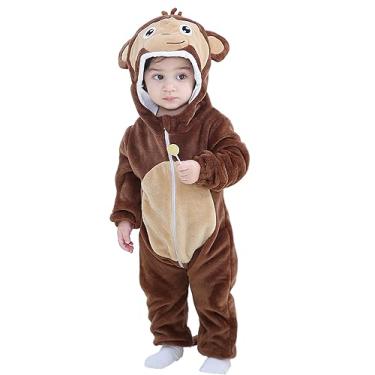 Imagem de Macacão unissex de flanela de animais para o Natal, Halloween, macaco de inverno, macaco com capuz, para bebês, meninos, meninas, manga comprida, zíper frontal, cosplay 90