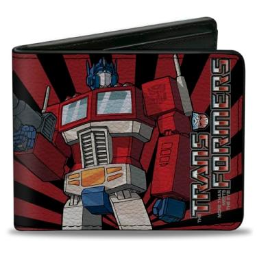 Imagem de Carteira Hasbro, Bifold, Transformers Optimus Prime Pose e Semi Truck Rays Preto Vermelho, Couro Vegano, Multicor, 4.0" x 3.5", Casual