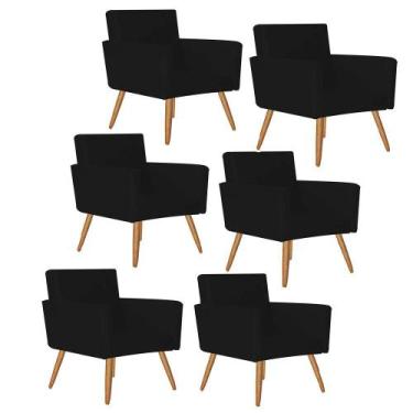 Imagem de Kit 06 Poltrona Cadeira Nina Decorativa Recepção Sala De Estar Suede P