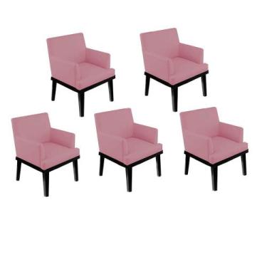 Imagem de Kit 05 Poltrona Cadeira Vick Decorativa Recepção Sala De Estar Suede R