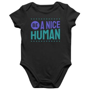Imagem de Body Bebê Algodão Be A Nice Human  - Foca na Moda, Preto, G