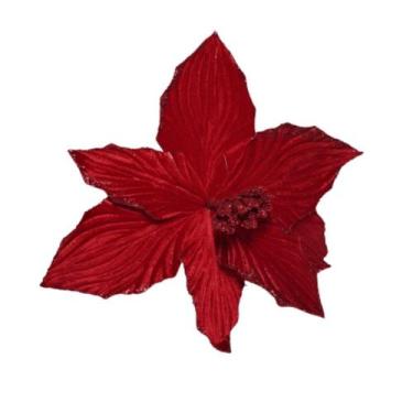 Imagem de Flor Artificial Natal Poinsétia Veludo Vermelha - Carmella Presentes, 