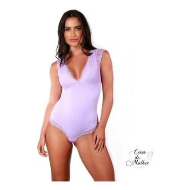 Imagem de Body Microfibra Com Manga Em Renda - Coisa de Mulher, G, Branco