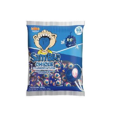 Imagem de Pirulito Sams Samblue Chiclete Framboesa Azul 600G - SIMAS INDUSTRIAL