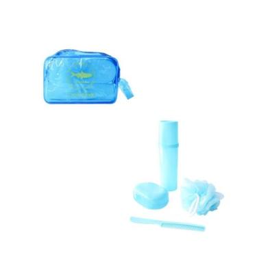 Imagem de Kit viagem nécessaire de plástico candy bag com 4 peças - Amigold, Azu