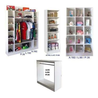 Imagem de Colméia Cabideiro + Estante Prateleiras + Colméia + Balcão - Magia Móv