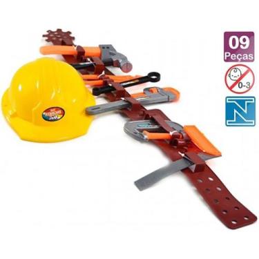 Imagem de Brinquedo Infantil Capacete Cinto Utilidade Ferramenta 9 Pçs - Ark Toy