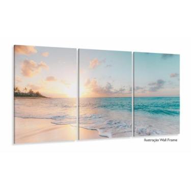 Imagem de Quadro Praia Mar Paisagem Do Entardecer Sala Recepção 120x60 em tecido