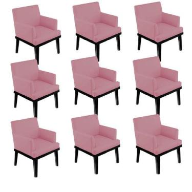 Imagem de Kit 09 Poltrona Cadeira Vick Decorativa Recepção Sala De Estar Suede R