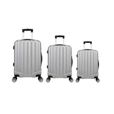 Imagem de Kit Mala de Viagem abs 3 peças Adventure Fortt Prata - KMV01-PR
