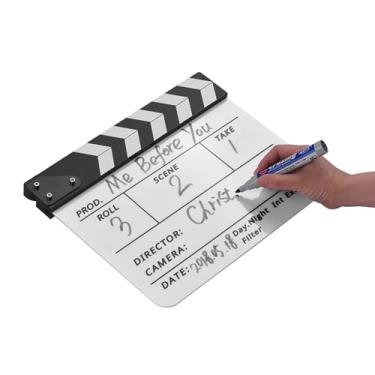 Imagem de Claquete, 11,8 * 9,6 Polegadas Filme Clap Board Ripa Diretores Ripa Com Borracha de Quadro Negro e Caneta para Filme Filme TV Fazendo Filme Ripa (ZJchaoz2k3mfwgy6-WB)