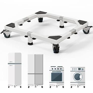 Imagem de CHINCHILLA Base de suporte móvel para geladeira de aço inoxidável resistente, suporte para máquina de lavar com rodas, carrinho ajustável para lavadora, geladeira e secadora (grande)