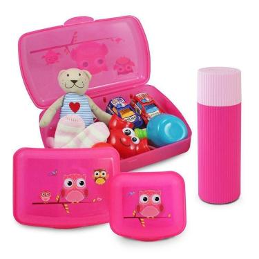 Imagem de Conjunto Pote Organizador E Porta Acessórios Multiuso Rosa