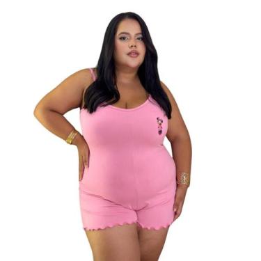 Imagem de Pijama Macaquinho Plus Size Feminino Roupa de Dormir - Isysser, Rosa m